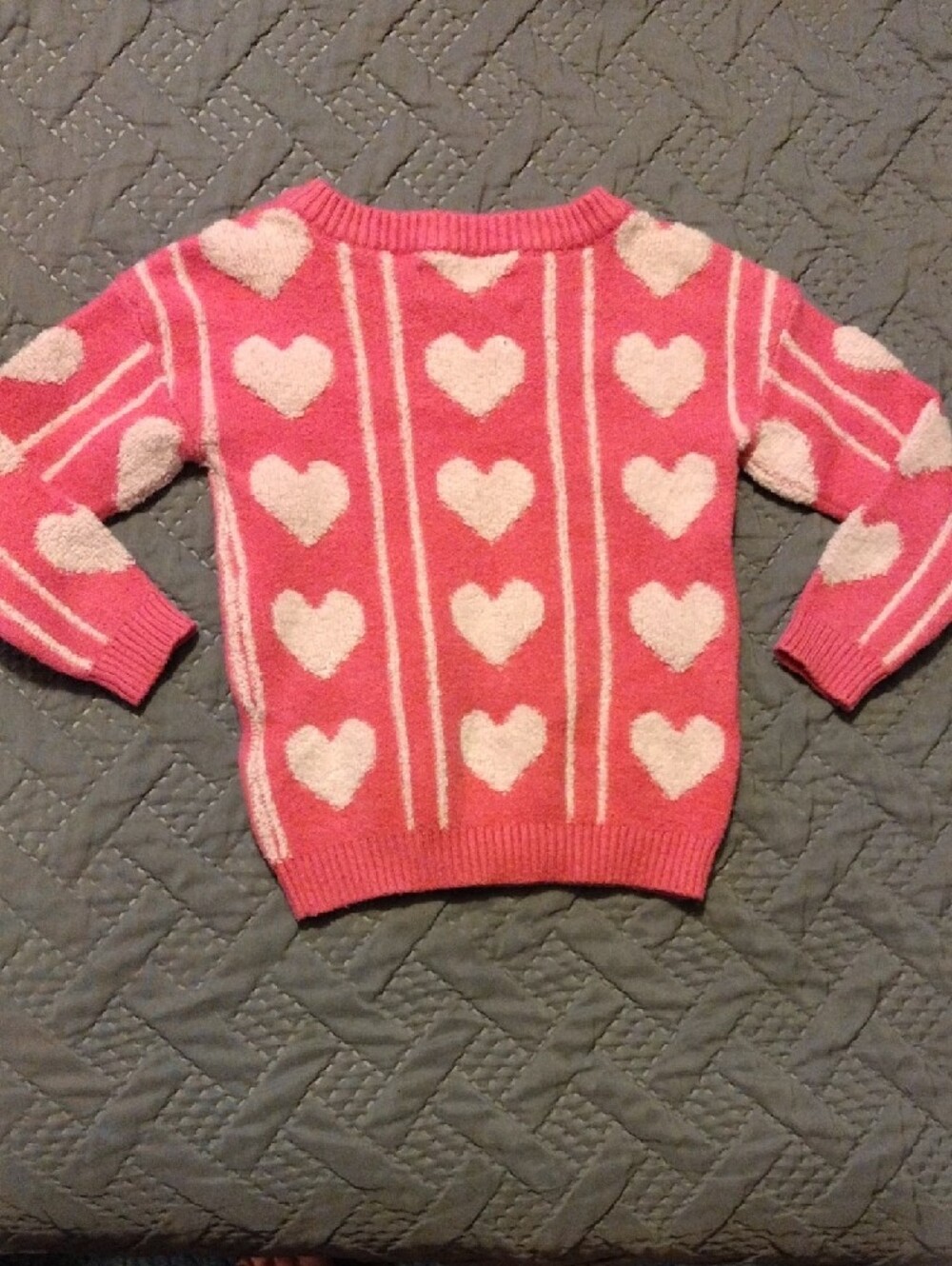 Andy & Evan Kids Pink Sweater with Cream Heart Pattern - Picture 7 of 7